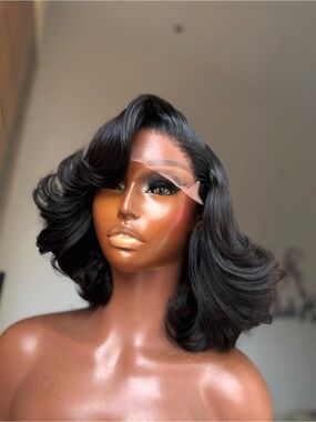Black Lace Front Bob Wig with Soft Waves